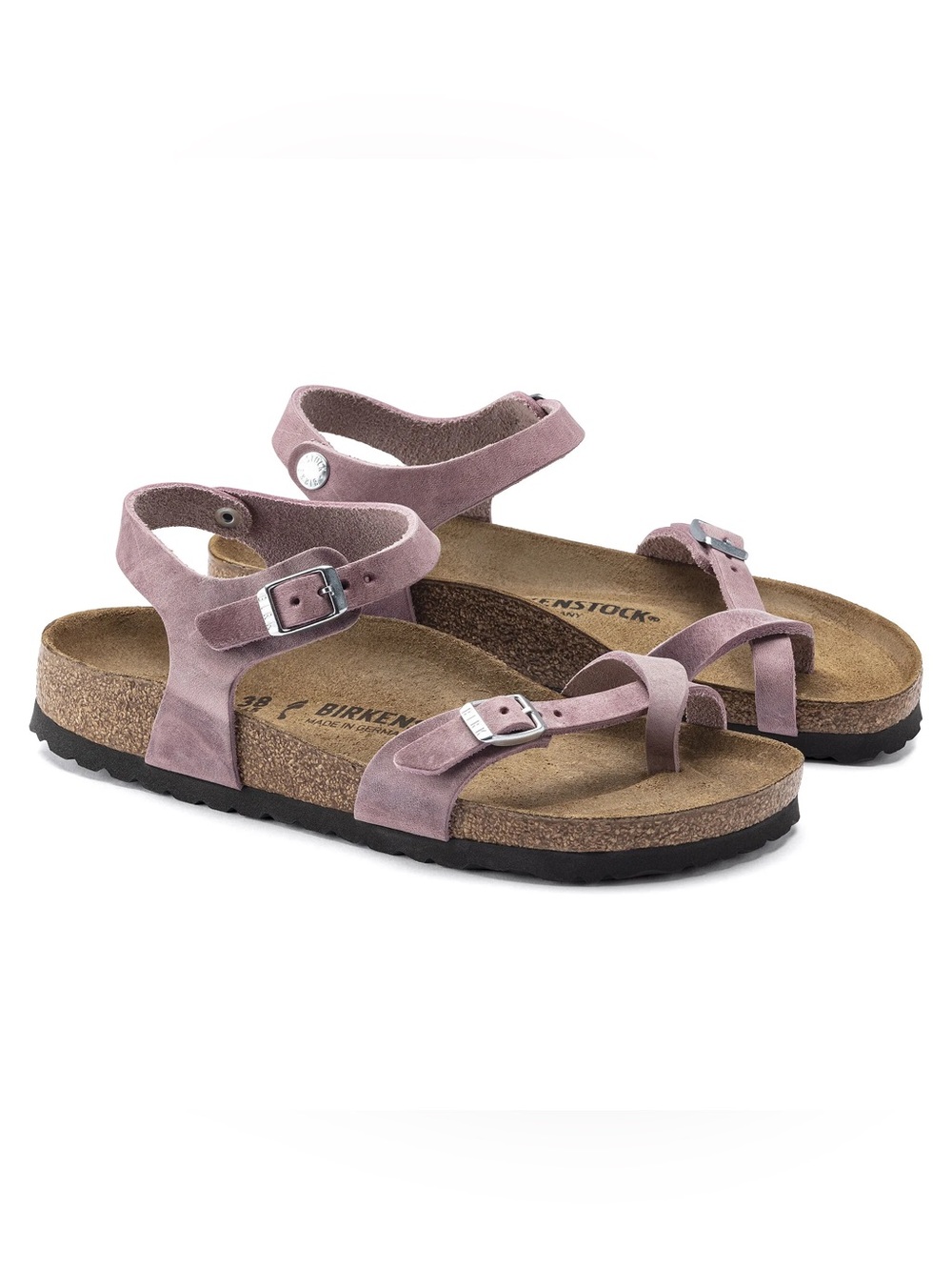 Birkenstock Taormina Slide Sandals Lavender OILED LEATHER Ankle Strap Sz 39 US 8